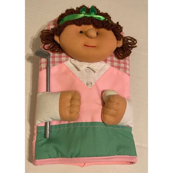 Doll Golfer Pink Checkered Cotton Oven Mitt Potholders - Picture 2 of 4